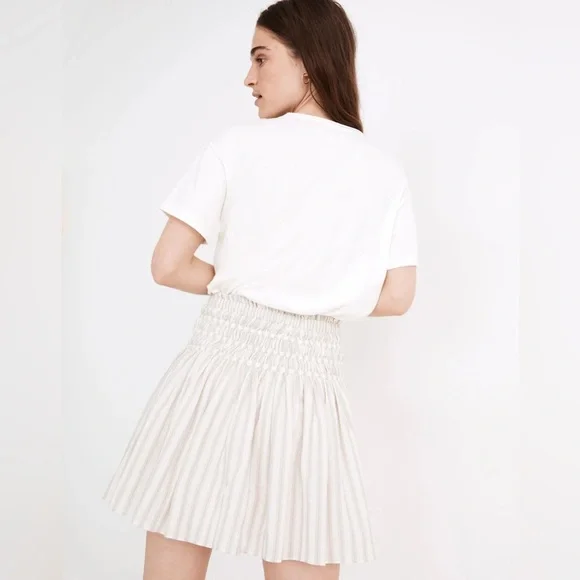Madewell Smocked Pull-On Mini Skirt in Stripe - Picture 3 of 8